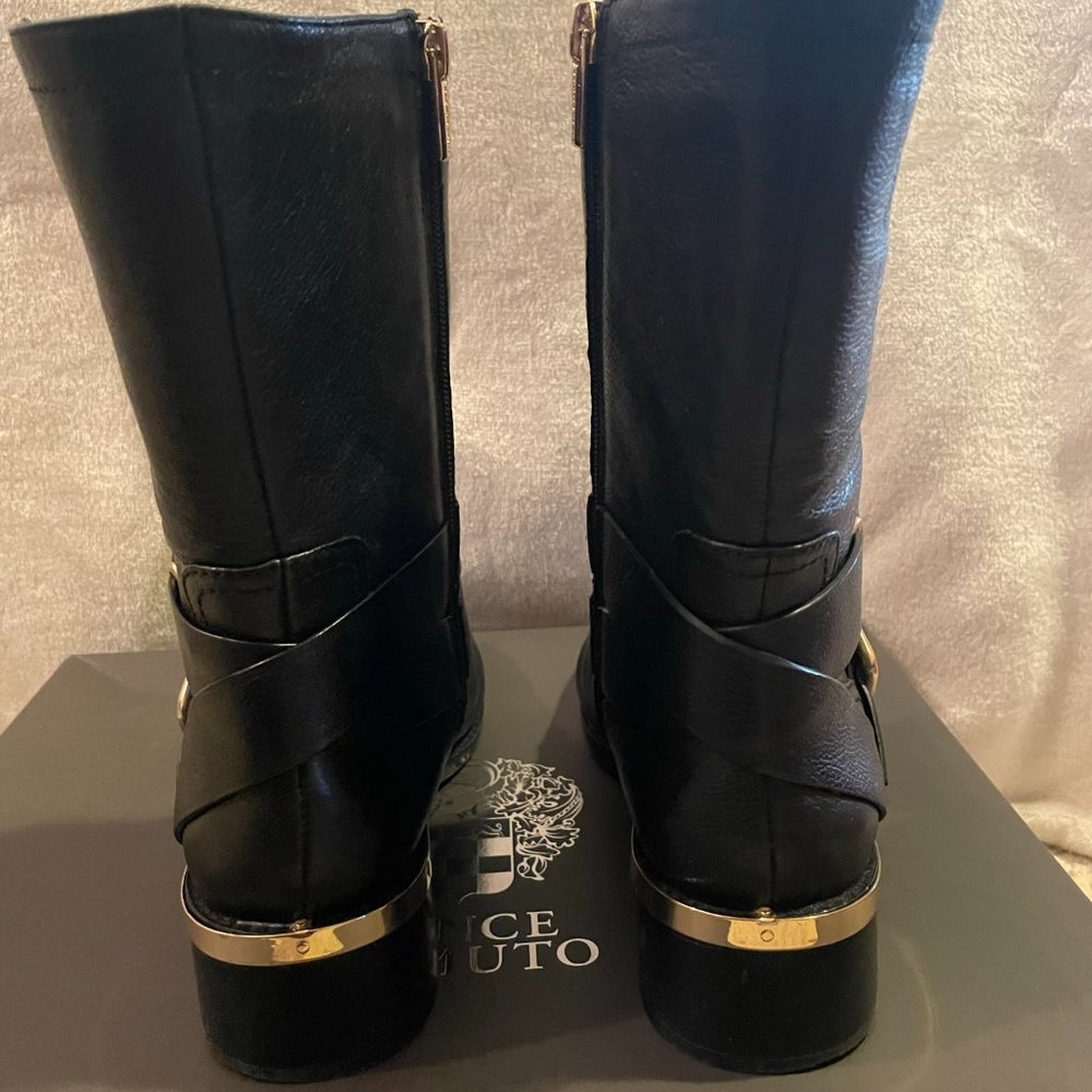 Vince Camuto Wethima Black Leather Moto Boots - Size 8.5 M - Picture 3 of 8